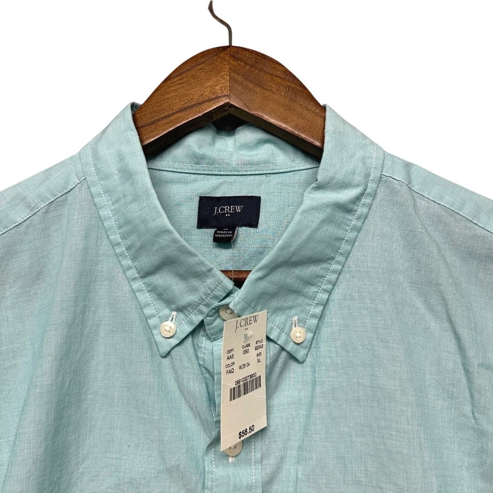 J.Crew Mens Button Down Shirt Sz XL Light Aqua Blue‎ 100% Cotton XL NWT Preppy